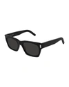 Saint Laurent Men's Saddle-bridge Rectangle Sunglasses In Grey