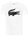 Lacoste Kids' Logo Print Crew-neck T-shirt In White