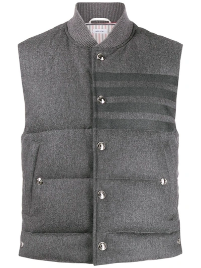 Thom Browne 4-bar Down-filled Flannel Gilet In Grey