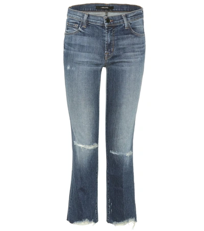 J Brand Selena Mid-rise Cropped Jeans In Blue