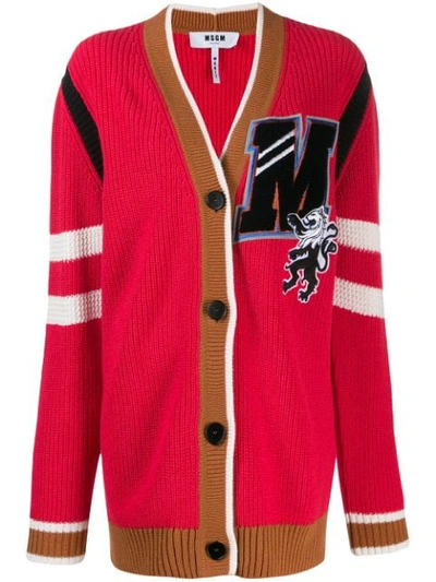 Msgm Red Cotton Buttoned Cardigan In Pink