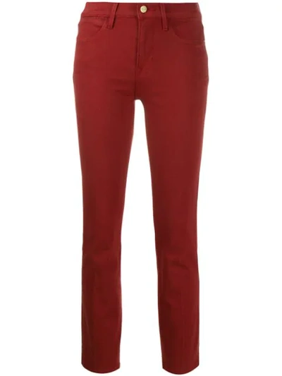 Frame Red Cropped Slim-fit Jeans