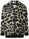 Msgm Faux Fur Jacket With Animalier Print In White