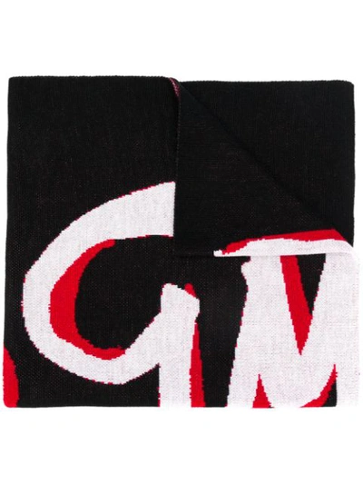 Msgm Knitted Wool Scarf With Logo In Black