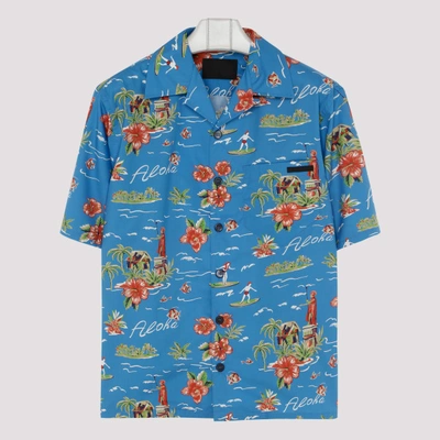 Prada Aloha Short-sleeved Cotton Shirt