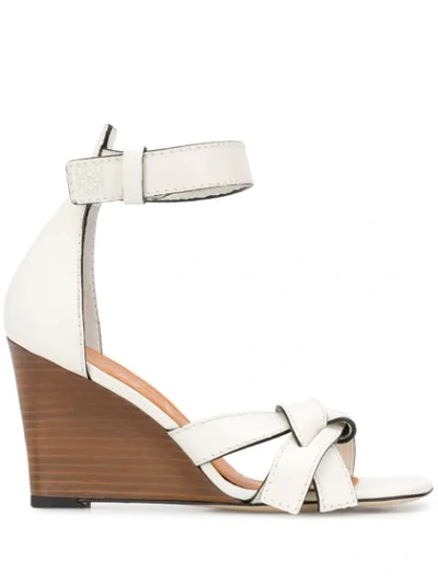 Loewe Gate 80mm Wedge Sandals In White