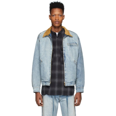 Fear Of God Blue Denim Jacket With Contrasting Collar