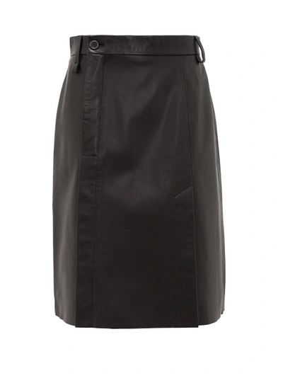 Acne Studios Off-centre Leather Skirt In Black