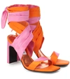 Attico 95mm Jersey Stretch Lace Up Sandals In Orange