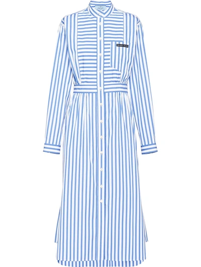 Prada Appliquéd Striped Cotton-poplin Midi Shirt Dress