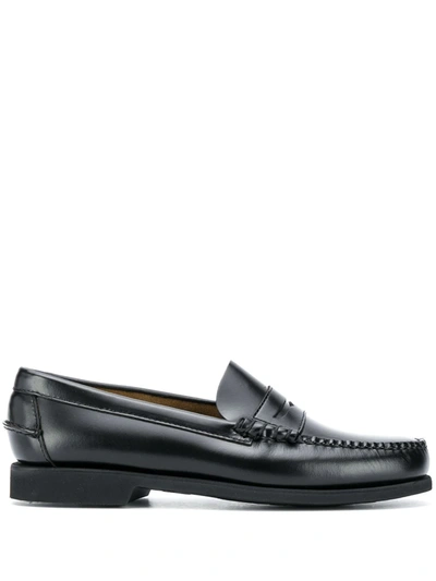 Sebago Panelled Leather Loafers In Black
