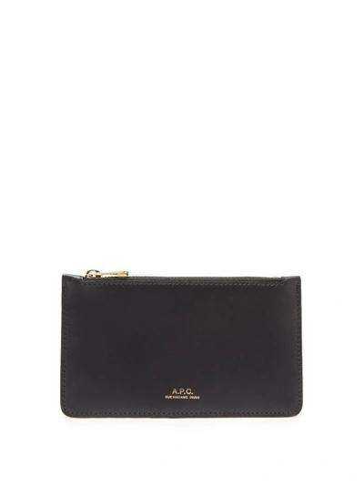 A.p.c. Logo-stamp Zipped Leather Wallet In Black