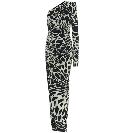 Alexandre Vauthier One-shoulder Printed Stretch-jersey Gown In Willow & Black
