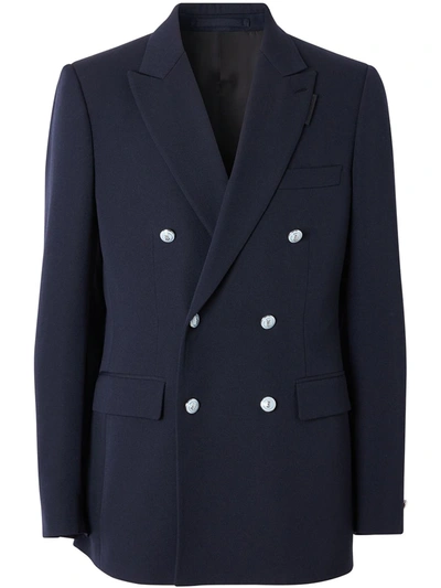 Burberry English Fit Double-breasted Blazer In Blue