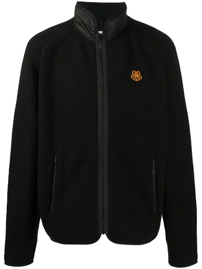 Kenzo Lightweight Fleece Zip Up Jacket In Black