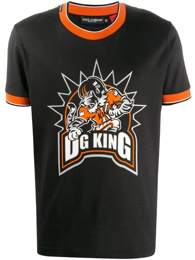 Dolce & Gabbana T-shirt Mit "dg King"-print In Black