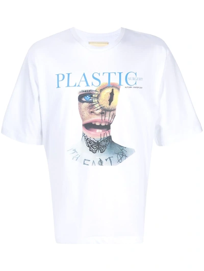 Youths In Balaclava Plastic-print Cotton T-shirt In White