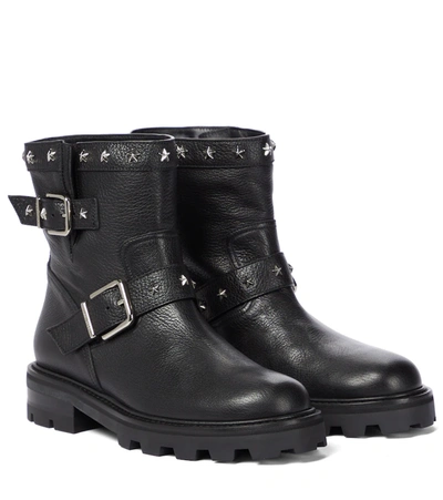 Jimmy Choo Youth Ii Star Stud-embellished Biker Boots In Black