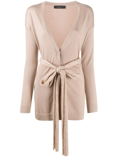 Fabiana Filippi Silk Waist-tied Cardigan In Neutrals