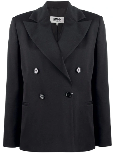 Mm6 Maison Margiela Double-breasted Blazer Jacket In Black