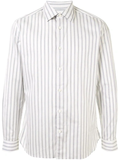 Kent & Curwen Striped Long-sleeved Shirt In White