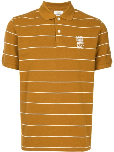 Kent & Curwen Embroidered Logo Striped Polo Shirt In Brown