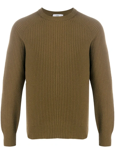 Closed Ribbed Knit Crew Jumper In Brown