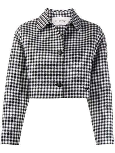 Valentino Cropped Check Pattern Jacket In Black