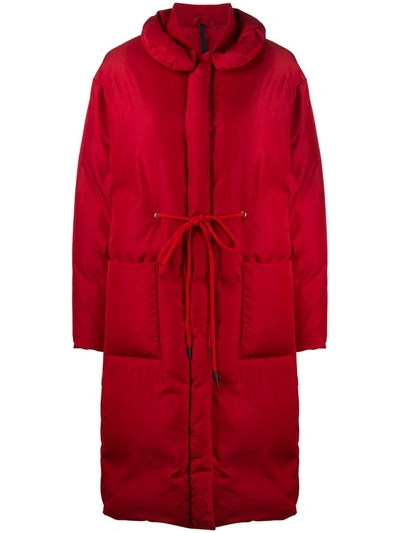 Sara Lanzi Tie-waist Padded Coat In Red