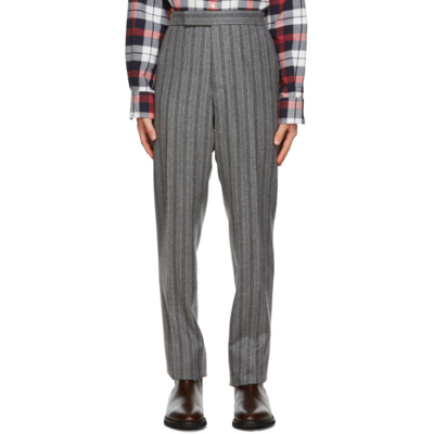 Thom Browne Striped Wool-flannel Trousers In Grey