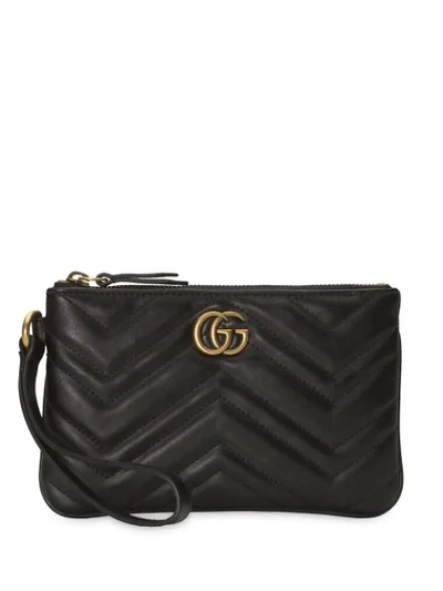 Gucci Gg Marmont Small Leather Wrist Wallet In Black
