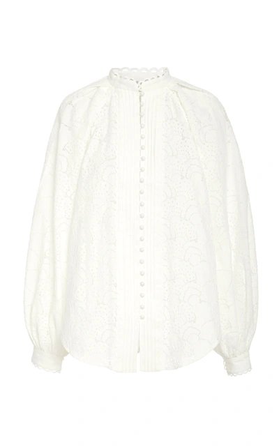 Acler Cookes Balloon Sleeve Lace Blouse In White