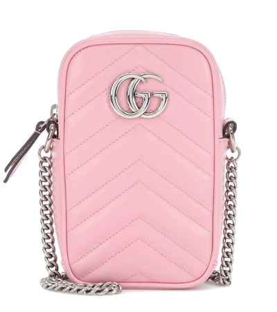 Gucci Mini Leather Marmont Cross-body Bag In Pink