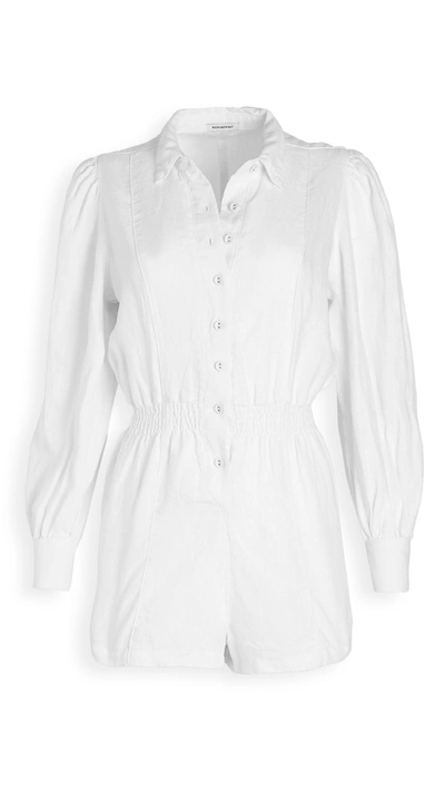 Weworewhat Linen Button-up Romper In White