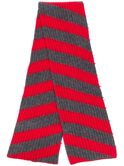 Marni Striped Knit Scarf In Red