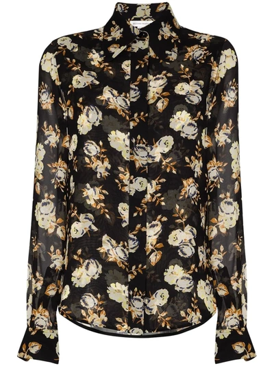 Victoria Beckham Floral-print Long-sleeve Shirt In Multi-colour