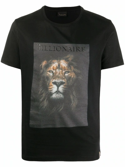 Billionaire Lion Print T-shirt In Black