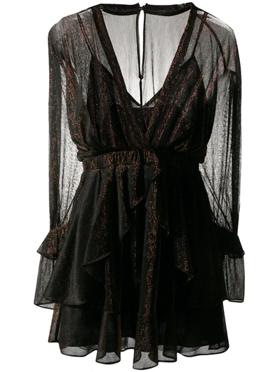 Iro Shimmer Flared Mini Dress In Black | ModeSens
