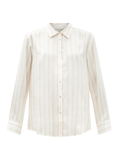 Asceno London Striped Sandwashed-silk Pyjama Shirt In Printed