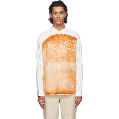 Jacquemus Toast & Logo Printed Cotton Shirt In White