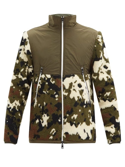 Moncler Reversible Camouflage-print Fleece Jacket In Green