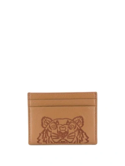 Kenzo Large Tiger Head Cardholder In Brown