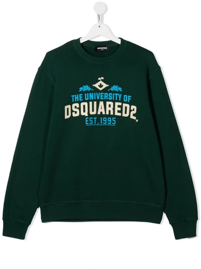 Dsquared2 Teen The University Of  Print Sweatshirt In Green