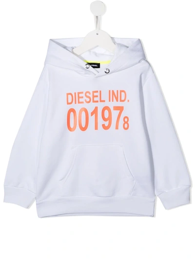 Diesel Kids' Sgirkhood Logo-print Hoodie In White