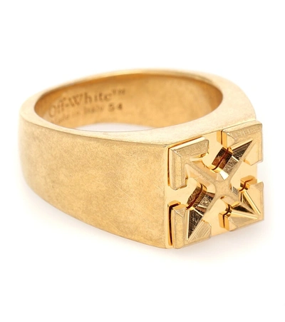 Off-white Arrows Square Signet Ring In Gold
