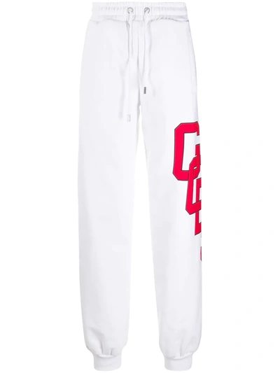Gcds Logo-print Cotton Track Trousers In White