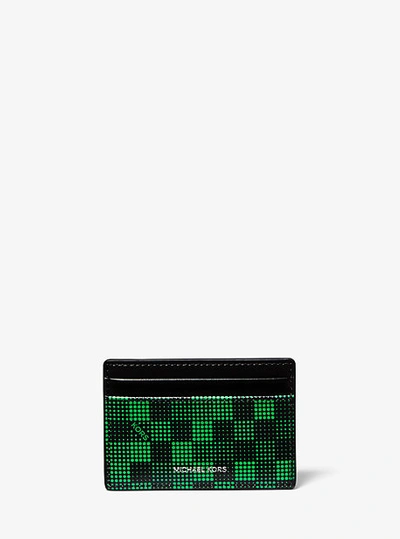 Michael Kors Graphic Check Card Case With Id Window In Black