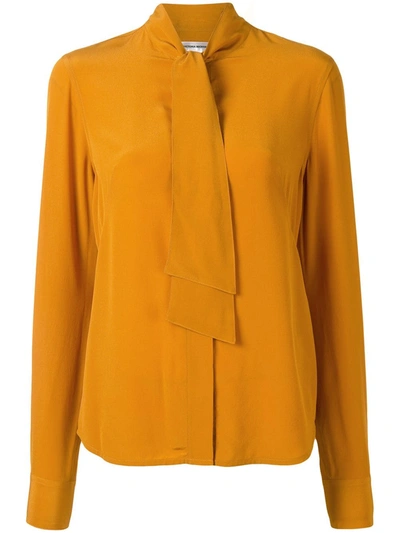Victoria Beckham Pussy-bow Silk Blouse In Yellow