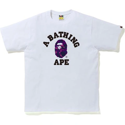 Pre-owned Bape Color Camo College Tee (fw20) White/purple