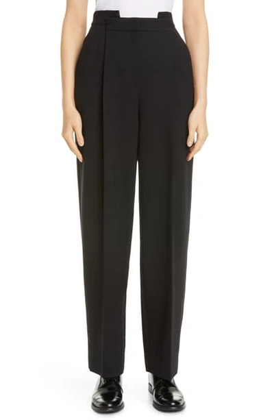 Partow Charlie Folded Waist Stretch Wool Pants In Black